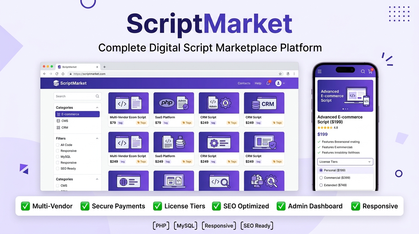ScriptMarket - Self-Hosted PHP Digital Marketplace Script